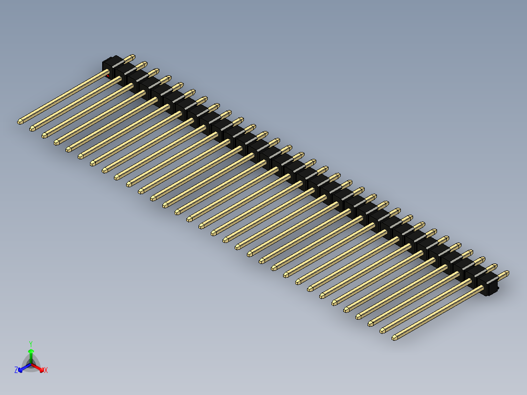 彩色公头100mil（2.54mm）系列-DS1021_black_1x32p_100mil_Type19_rev1.0主视图