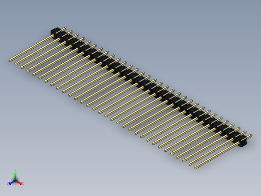 彩色公头100mil（2.54mm）系列-DS1021_black_1x32p_100mil_Type19_rev1.0正等轴测缩略图