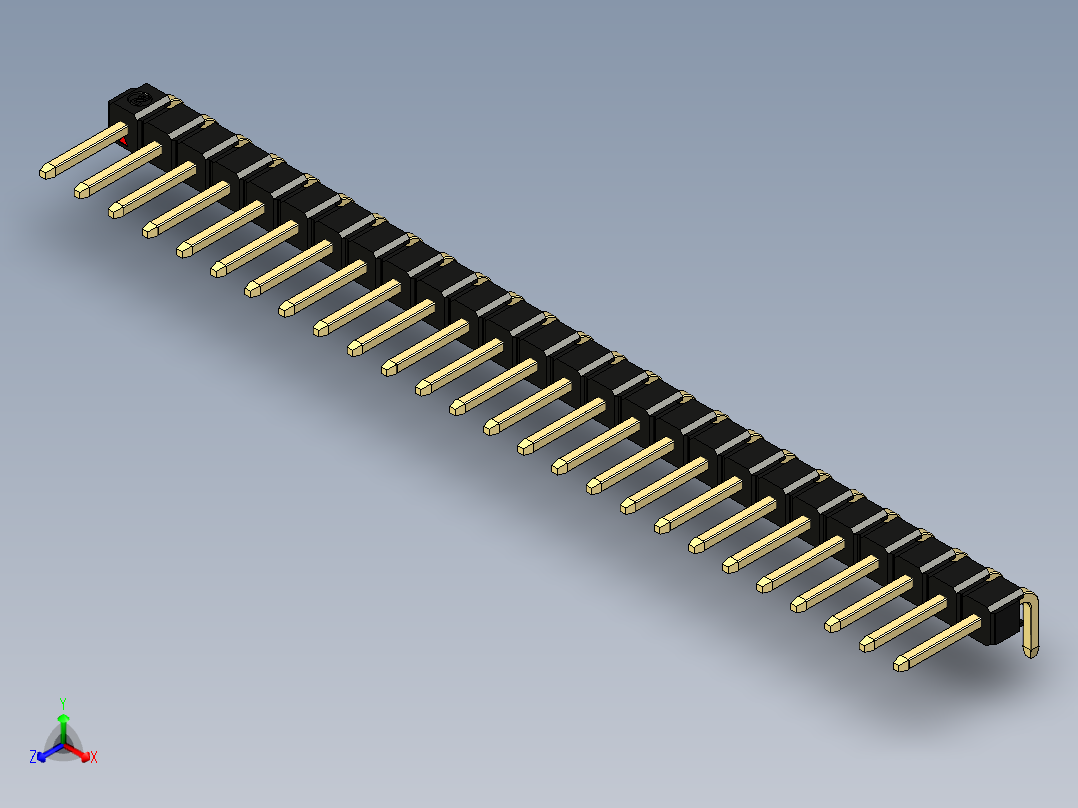 彩色公排针 100mil 2.54mm 系列-DS1022_black_1x26p_100mil_TypeD_rev1.0主视图