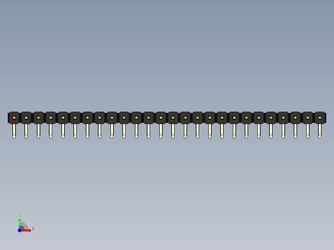 彩色公排针 100mil 2.54mm 系列-DS1022_black_1x26p_100mil_TypeD_rev1.0前视图