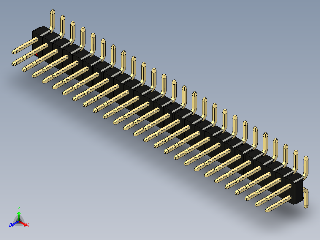 彩色公排针 100mil 2.54mm 系列-DS1022_black_52p_100mil_TypeSMT_rev1.0主视图