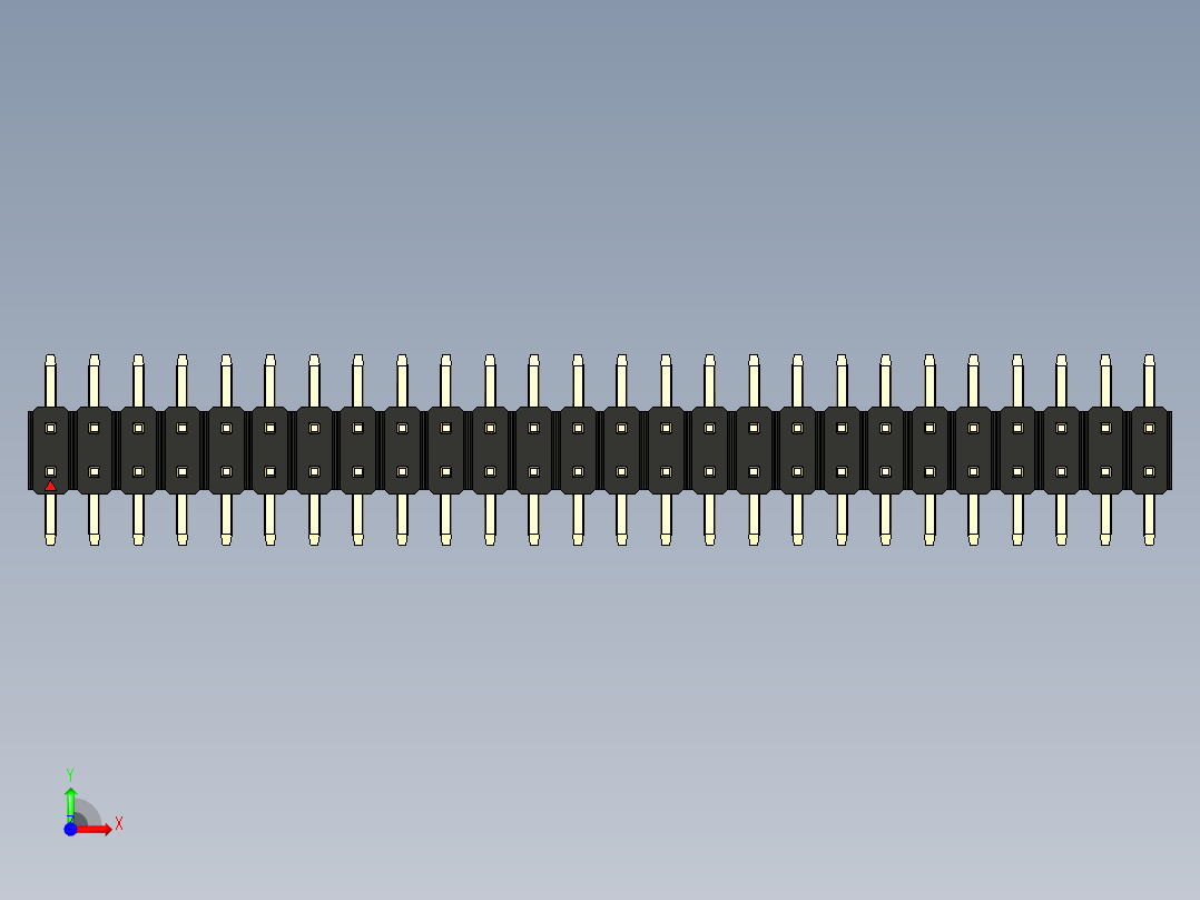 彩色公排针 100mil 2.54mm 系列-DS1022_black_52p_100mil_TypeSMT_rev1.0前视图