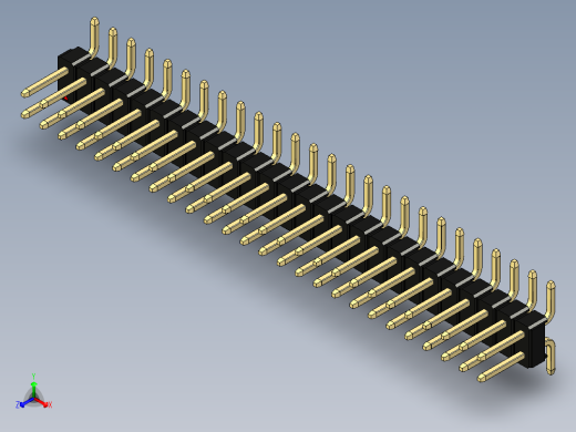 彩色公排针 100mil 2.54mm 系列-DS1022_black_52p_100mil_TypeSMT_rev1.0正等轴测缩略图