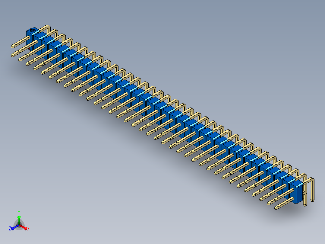 彩色公排针 100mil 2.54mm 系列-DS1022_blue_2x36p_100mil_TypeD_rev1.0主视图