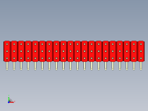 彩色公排针 100mil 2.54mm 系列-DS1022_red_3x20p_100mil_TypeD_rev1.0前视缩略图