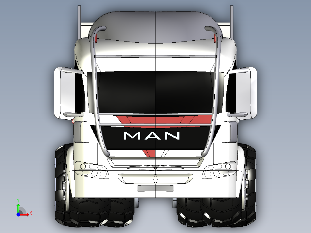 32-人卡车+(欧洲卡车) 3d模型图纸前视图