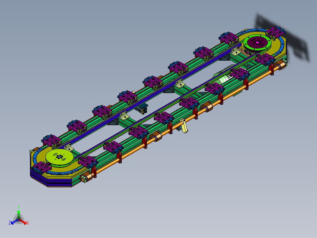 电动直线导轨滑块装配线正等轴测图
