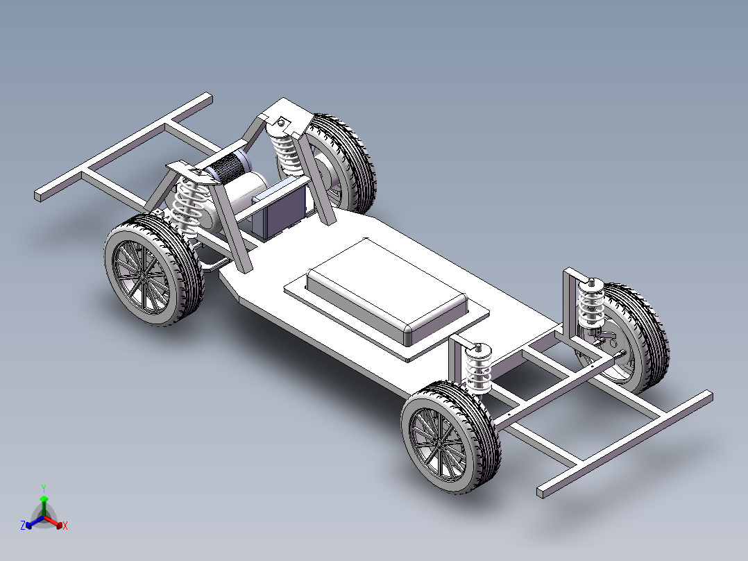 A9154电动汽车底盘三维SW模型1386064==468J5正等轴测图