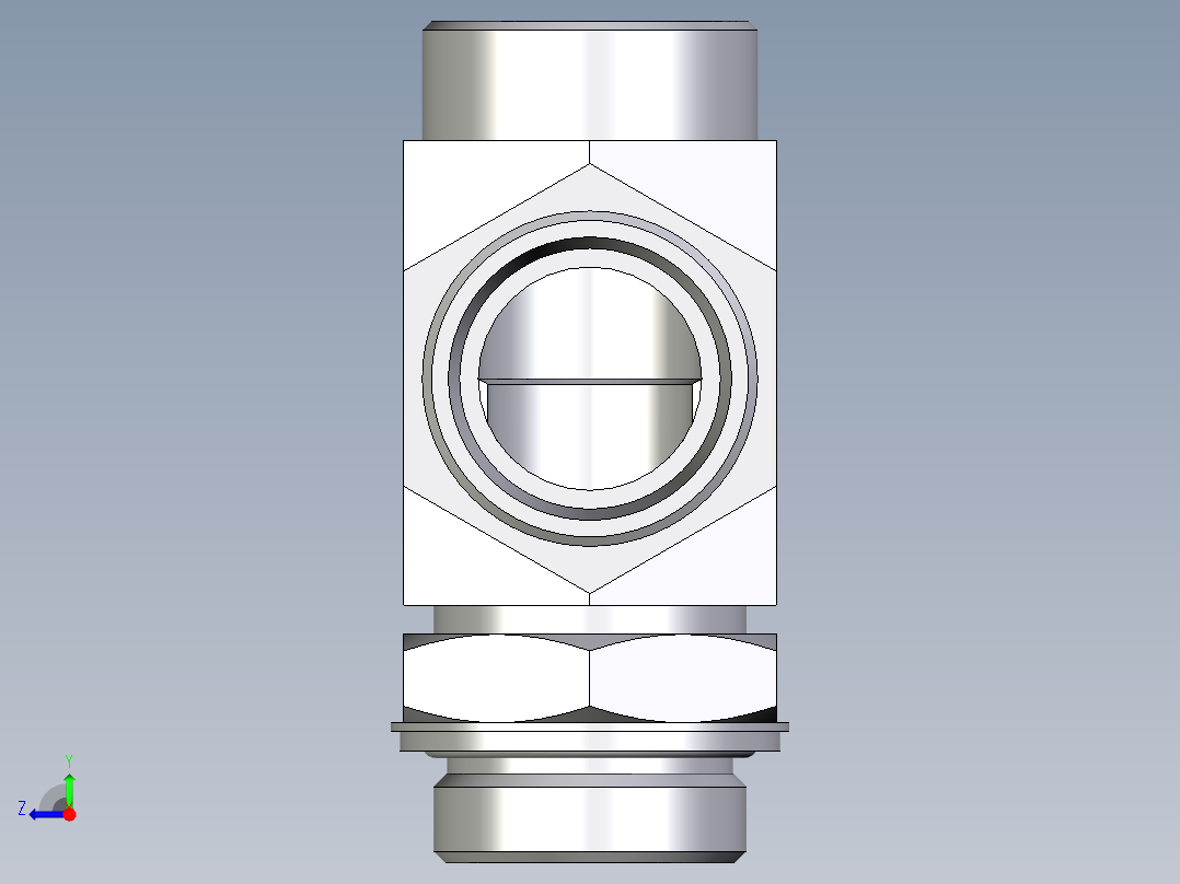 卡套式工业通用硬管接头EO_Adjustable_locknut_run_tee_LEE35LROMDCF右视图