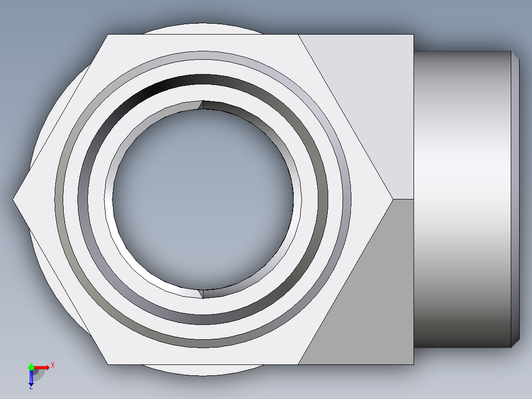 卡套式工业通用硬管接头EO_Adjustable_locknut_run_tee_LEE35LROMDCF俯视图