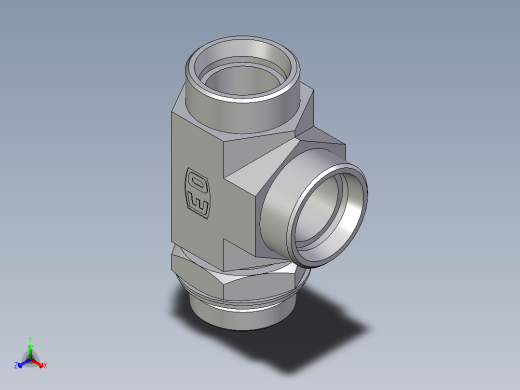 卡套式工业通用硬管接头EO_Adjustable_locknut_run_tee_LEE35LROMDCF正等轴测缩略图