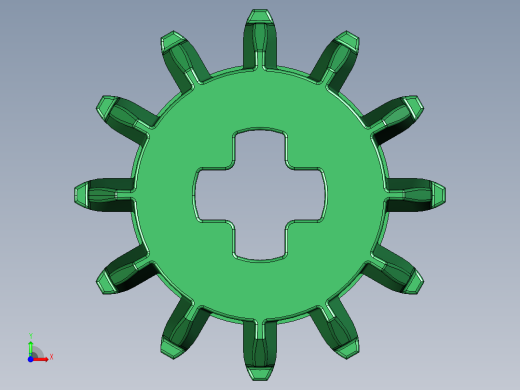 32270 Green Technic Gear 12 Tooth Double Bevel.STEP前视缩略图