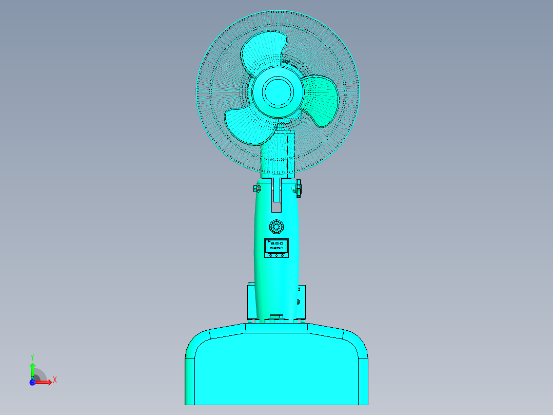 Q134-坐式落地电风扇反求创新设计【三维SolidWorks】前视图