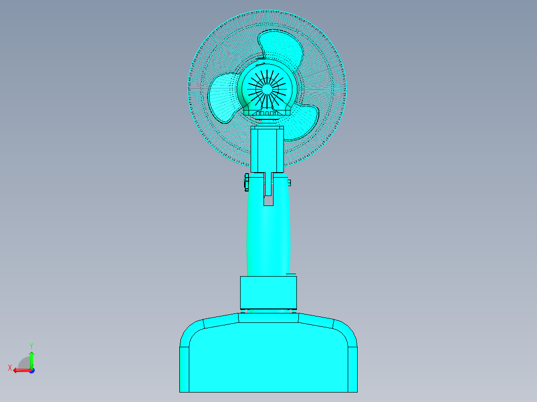 Q134-坐式落地电风扇反求创新设计【三维SolidWorks】后视图