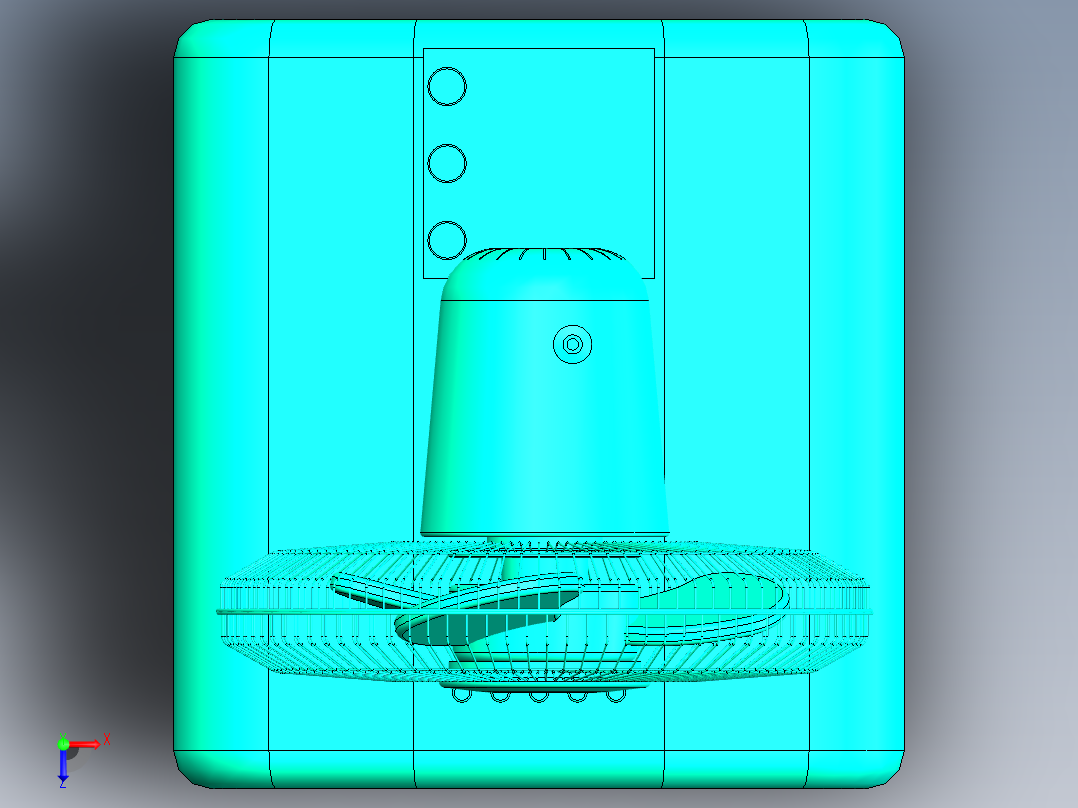 Q134-坐式落地电风扇反求创新设计【三维SolidWorks】俯视图
