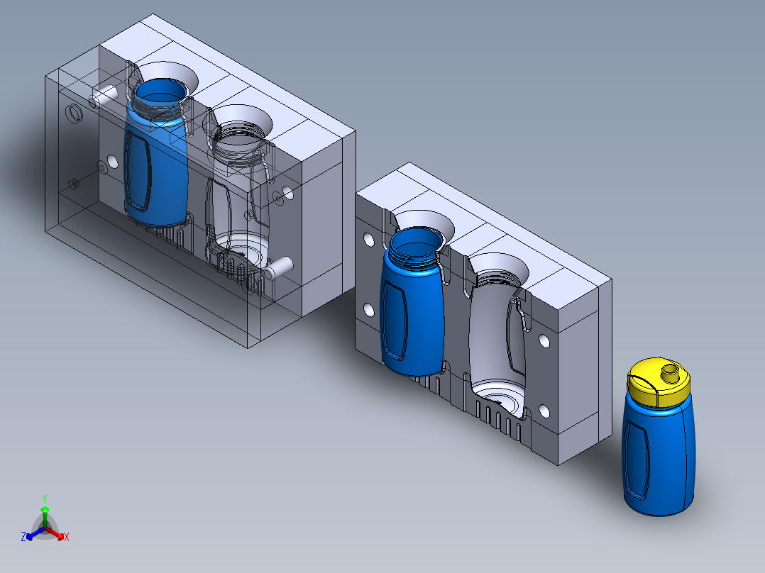 瓶子模具正等轴测图
