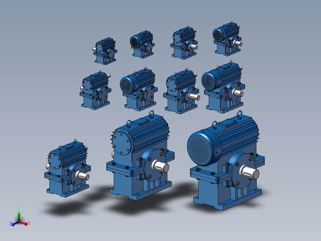 11款WHS圆弧齿圆柱蜗杆减速器模型486637主视图