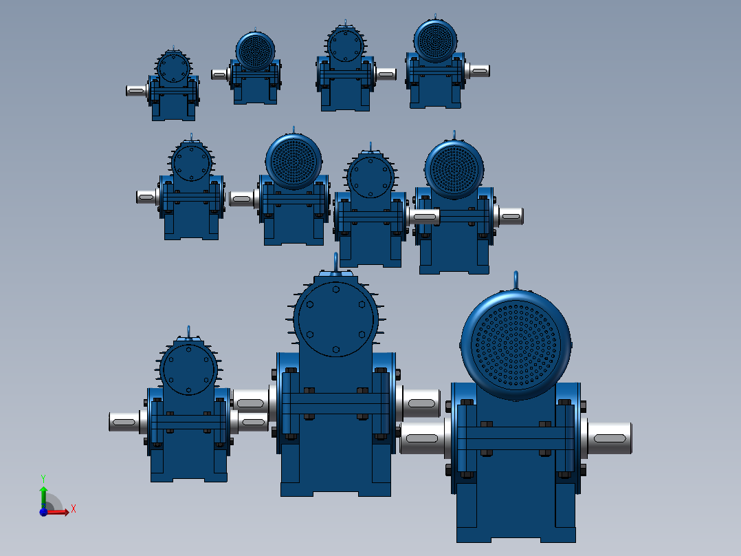 11款WHS圆弧齿圆柱蜗杆减速器模型486637前视图