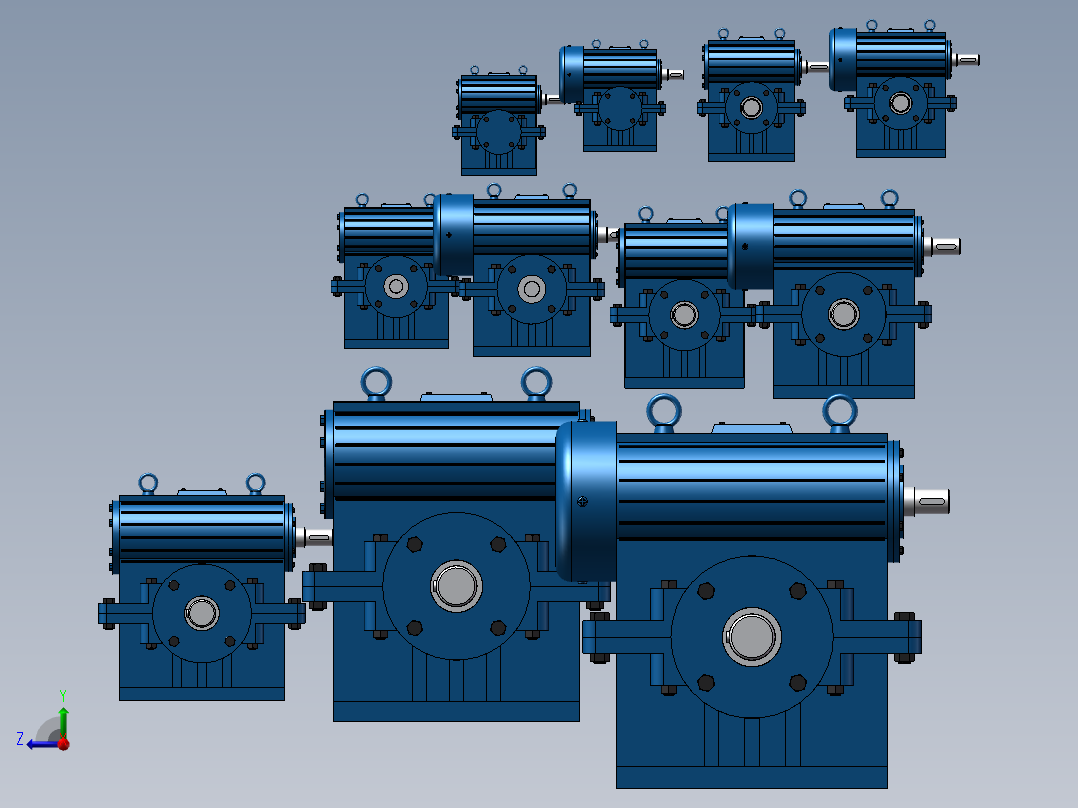 11款WHS圆弧齿圆柱蜗杆减速器模型486637右视图