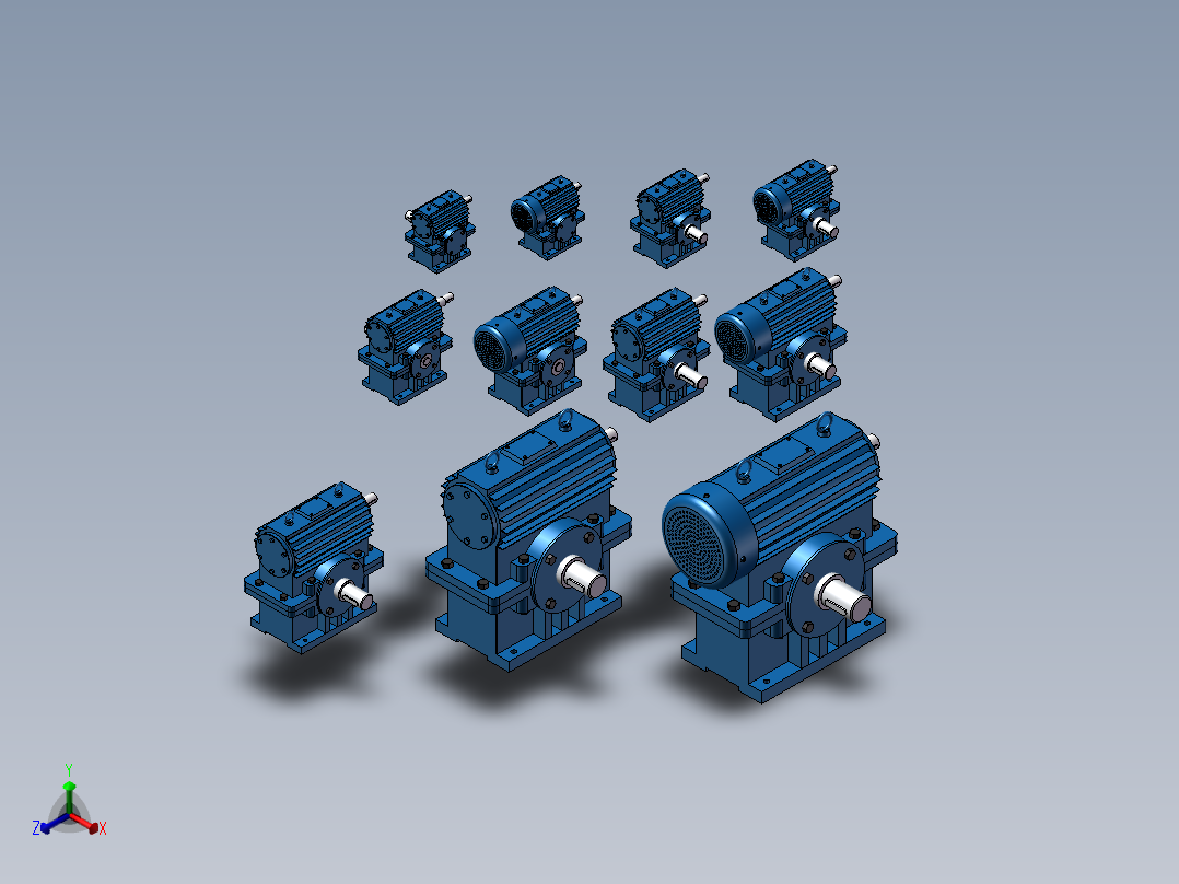 11款WHS圆弧齿圆柱蜗杆减速器模型486637正等轴测图