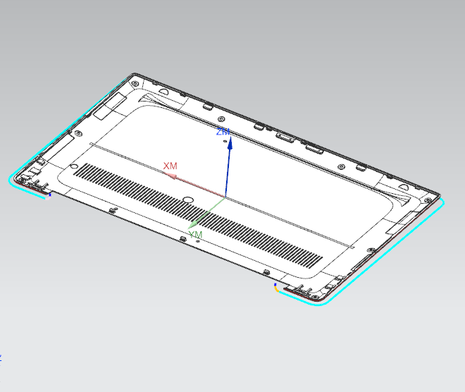 笔记本D壳侧铣外形带程序模型