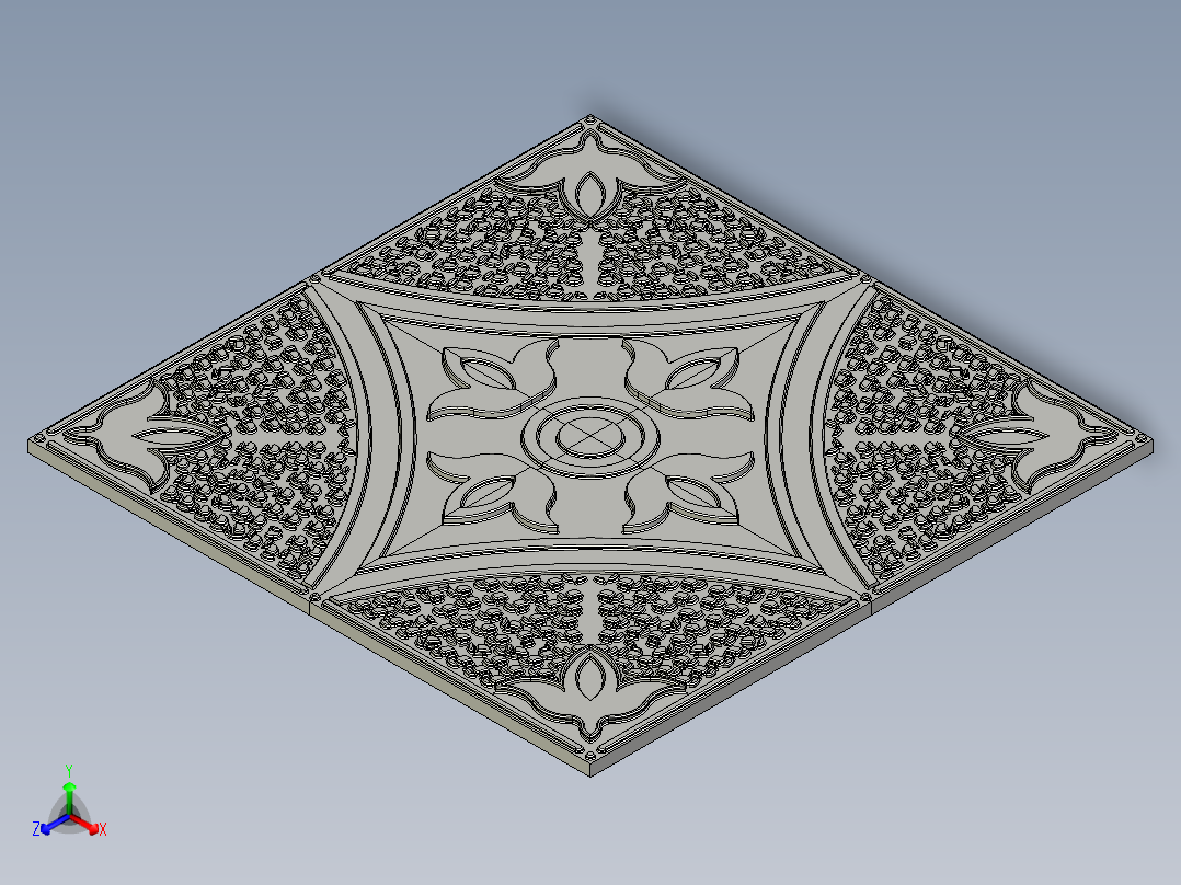 A2005001-锡天花板瓷砖正等轴测图