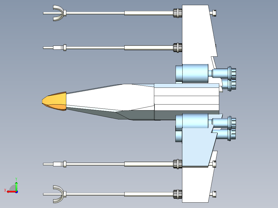 A2004204-星球大战“X翼星际战斗机”宇宙飞船后视图