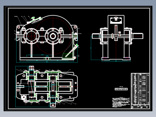 单级斜齿圆柱齿轮减速器设计P=3436w，n=130rm含3张CAD图