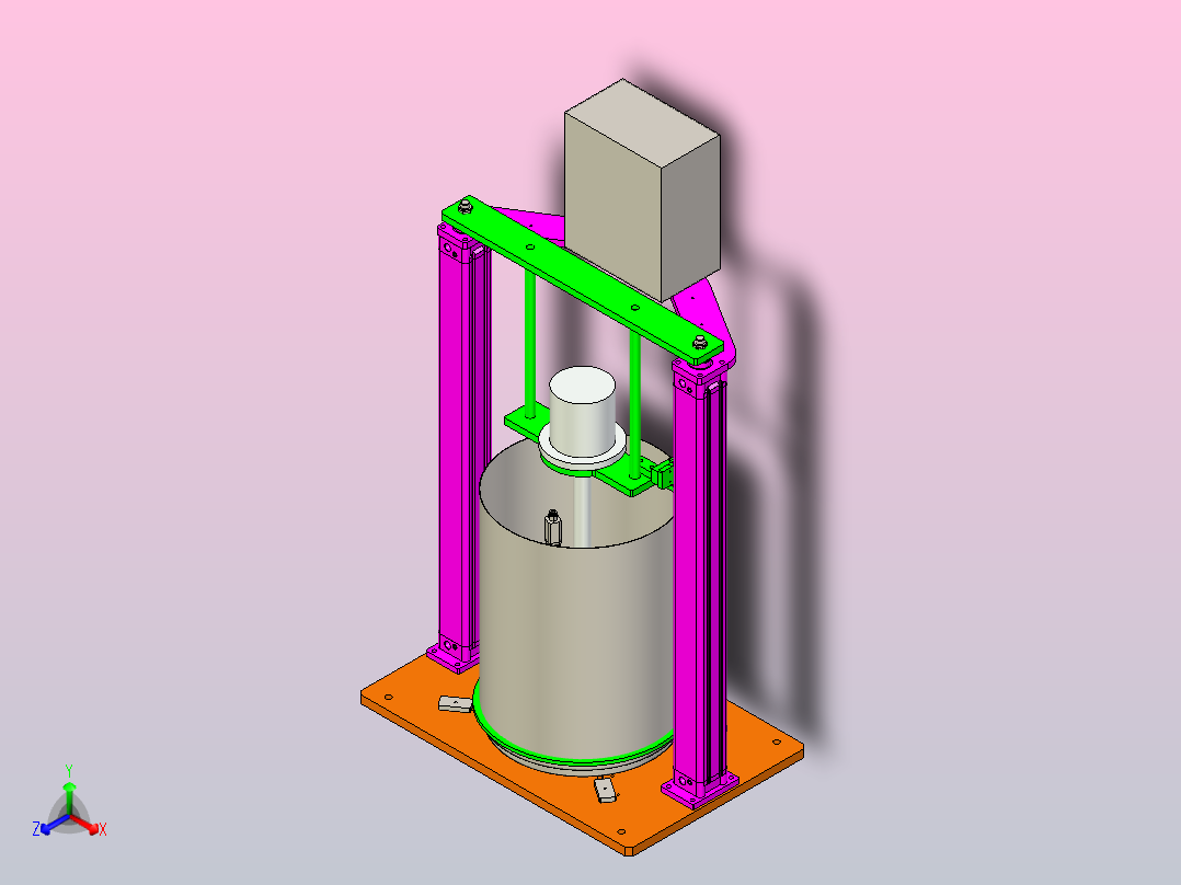 双立柱油脂加注机3D图纸泵体模型主视图