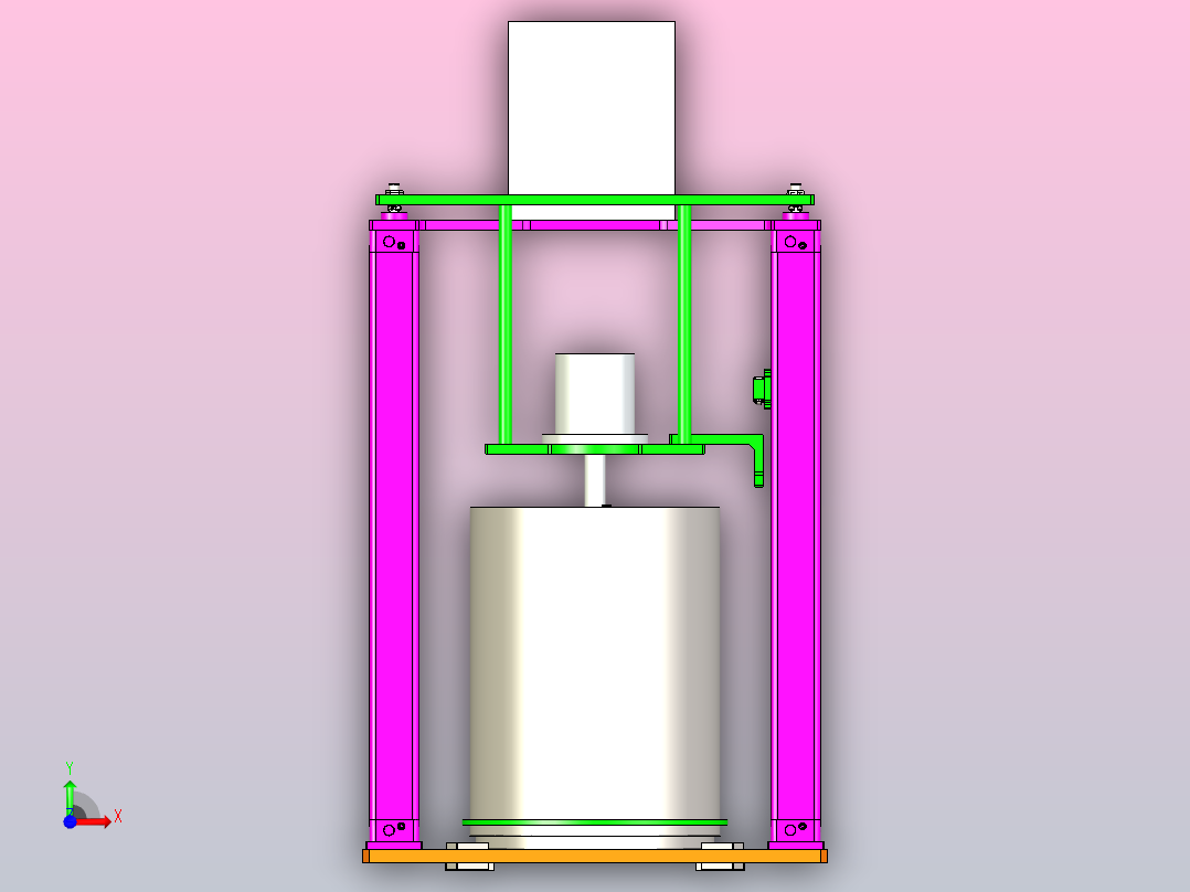 双立柱油脂加注机3D图纸泵体模型前视图