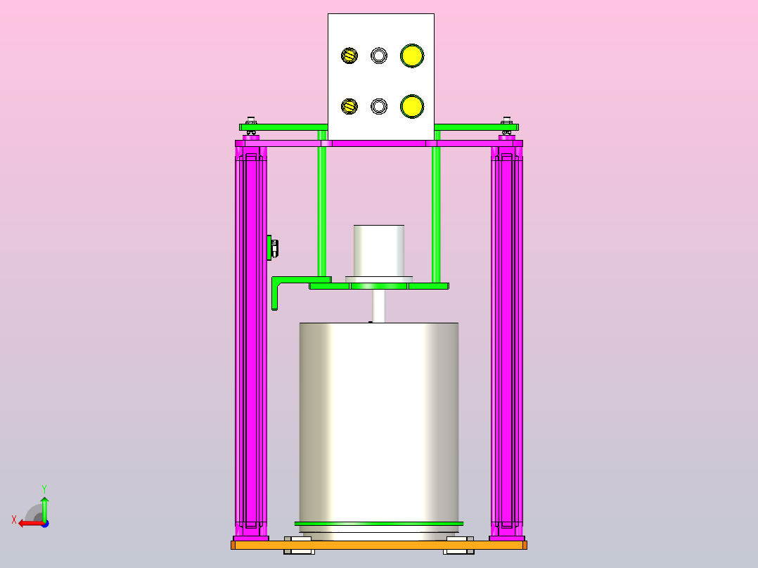 双立柱油脂加注机3D图纸泵体模型后视图