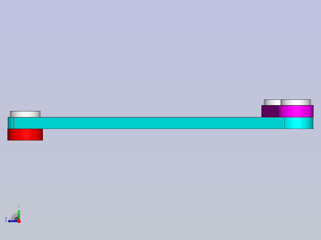 相邻的双等距曲柄右视图