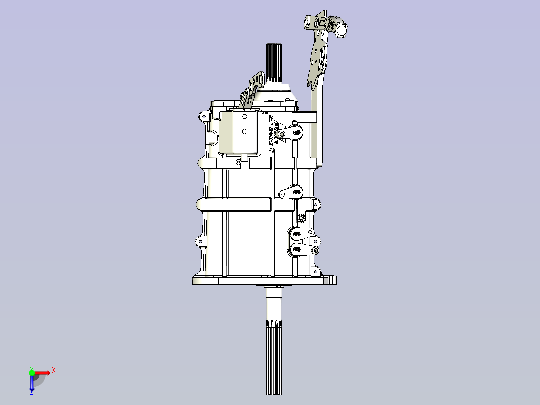 GF2400齿轮传动4速变速器设计模型俯视图