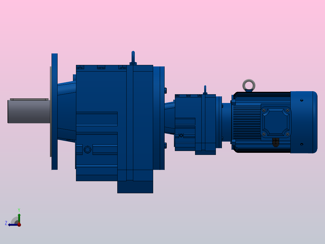 RF137R77法兰轴伸式组合型斜齿轮减速机RF137R77-Y4-4P-112M-M1-0°-Φ450右视图