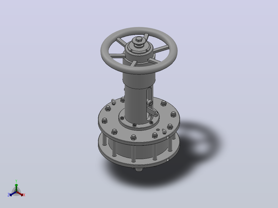 双作用执行机构-TM1简易顶装手轮机构[ZH300DA-1P]正等轴测图