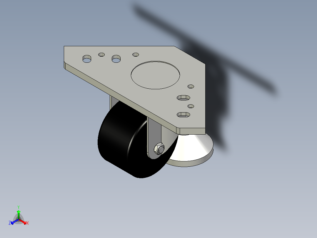 脚轮CGP51-D75-NE正等轴测图