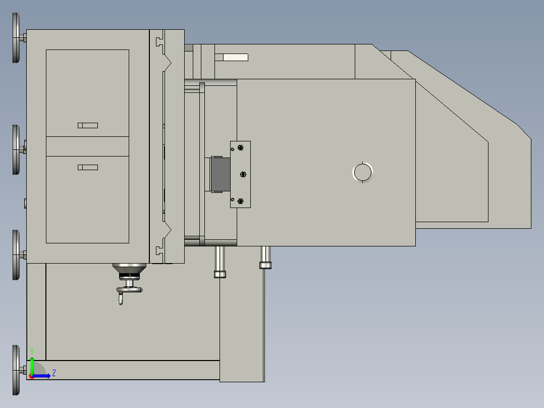 锁头加工设备3D模型左视图