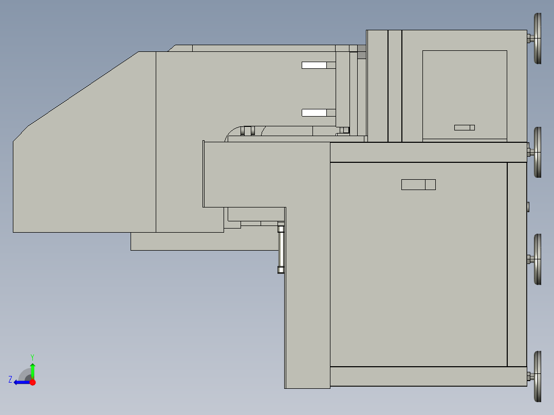 锁头加工设备3D模型右视图