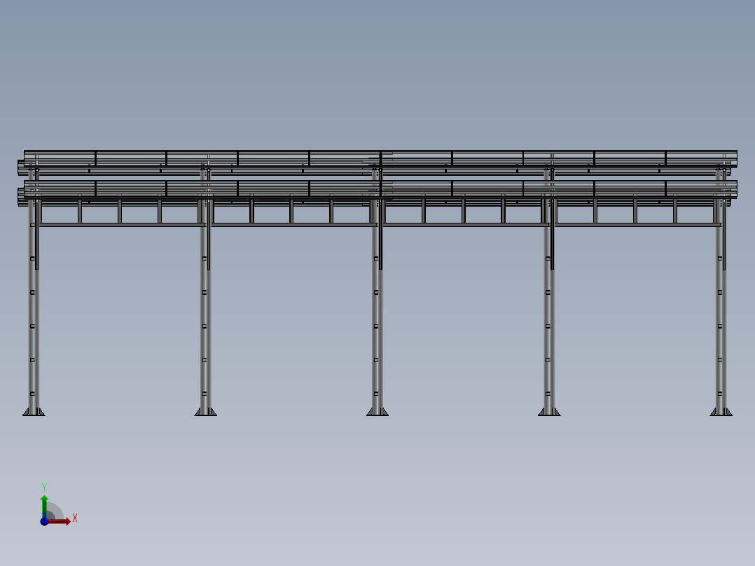 modular简易停车棚3D数模图纸 Solidworks设计 附x_t前视图