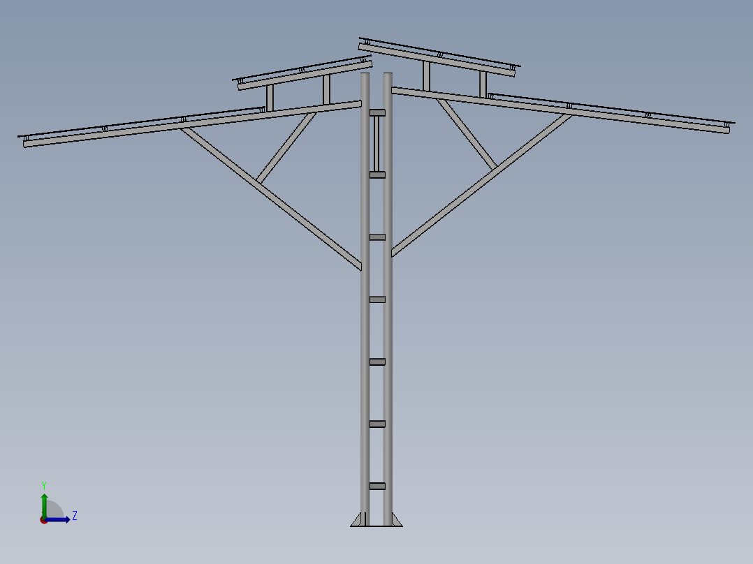 modular简易停车棚3D数模图纸 Solidworks设计 附x_t左视图