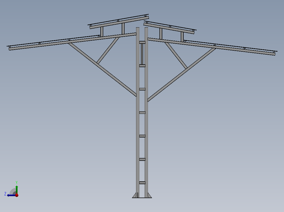 modular简易停车棚3D数模图纸 Solidworks设计 附x_t右视图