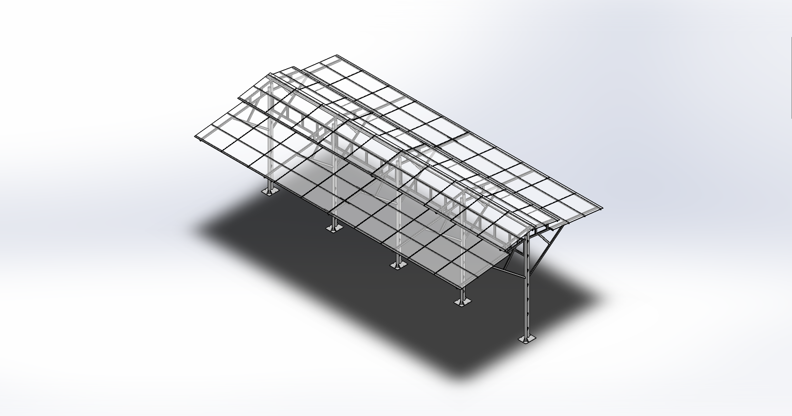 modular简易停车棚3D数模图纸 Solidworks设计 附x_t
