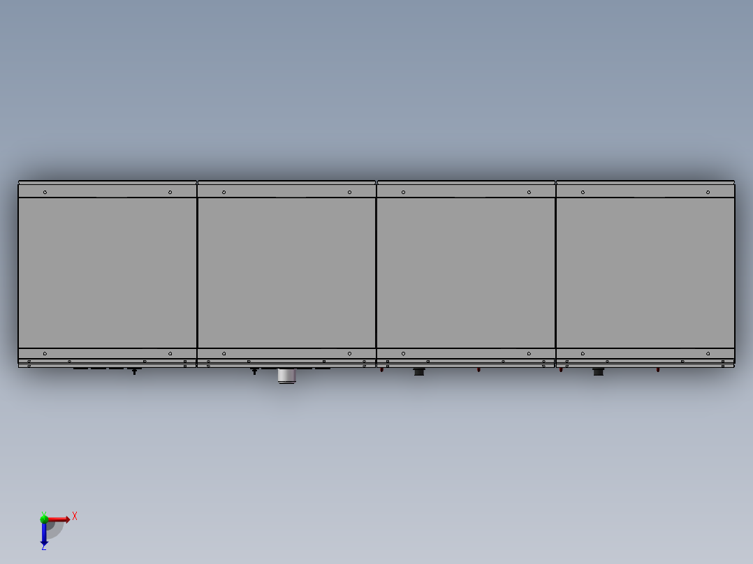 4台GCS并柜3D图纸 钣金机柜电气成套开关钣金柜配电柜3d模型俯视图