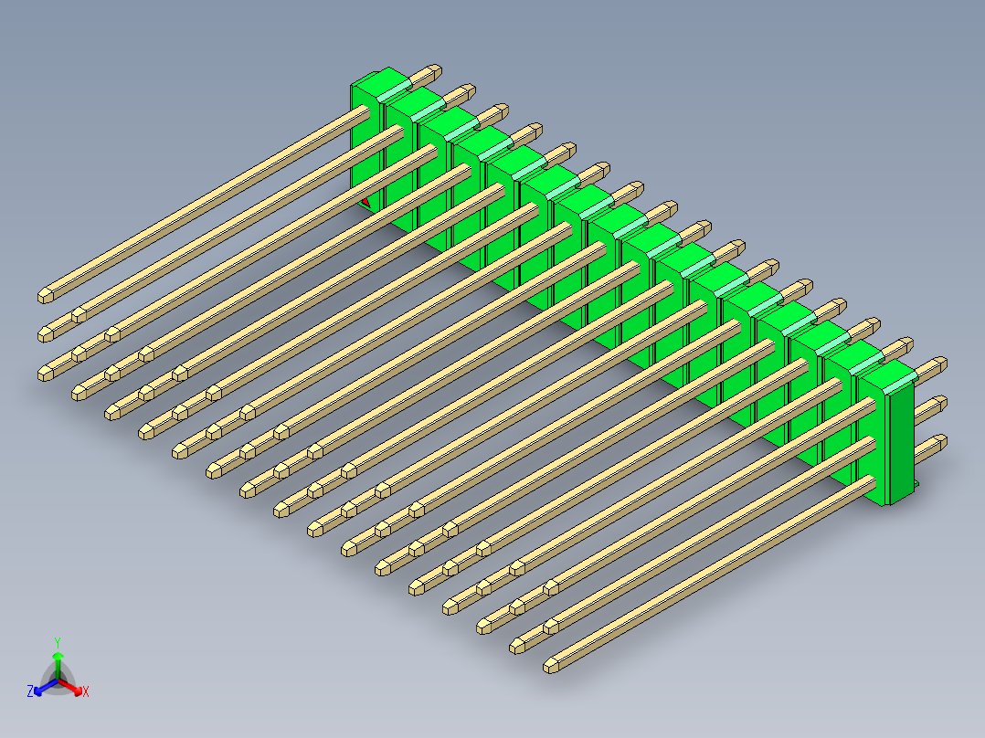 彩色公头100mil（2.54mm）系列-DS1021_green_3x16p_100mil_Type43_rev1.0主视图