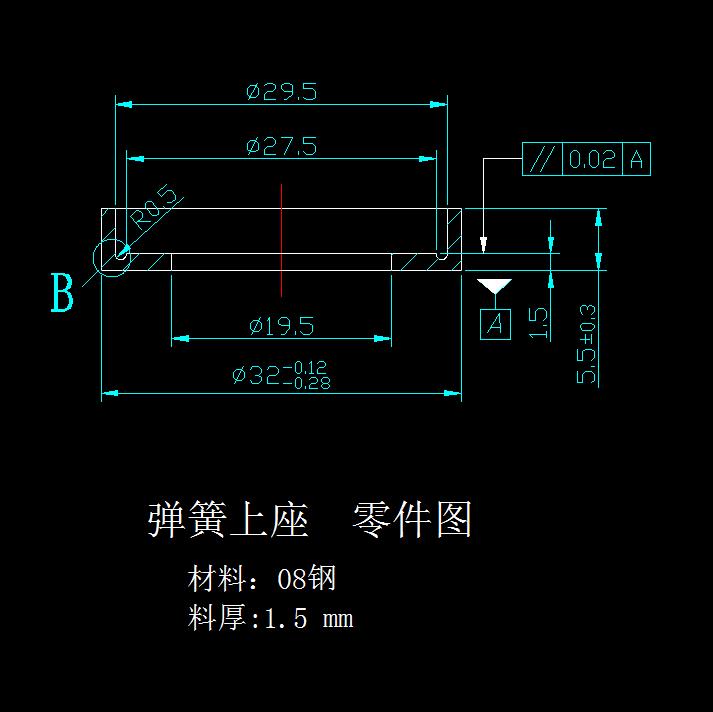 弹簧上座落料拉深模（CAD图+UG三维）