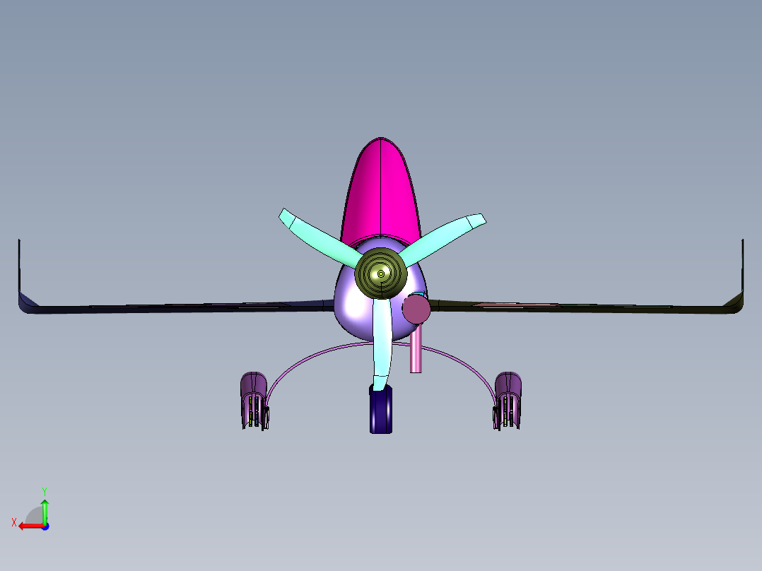 后引擎有翼无人机后视图