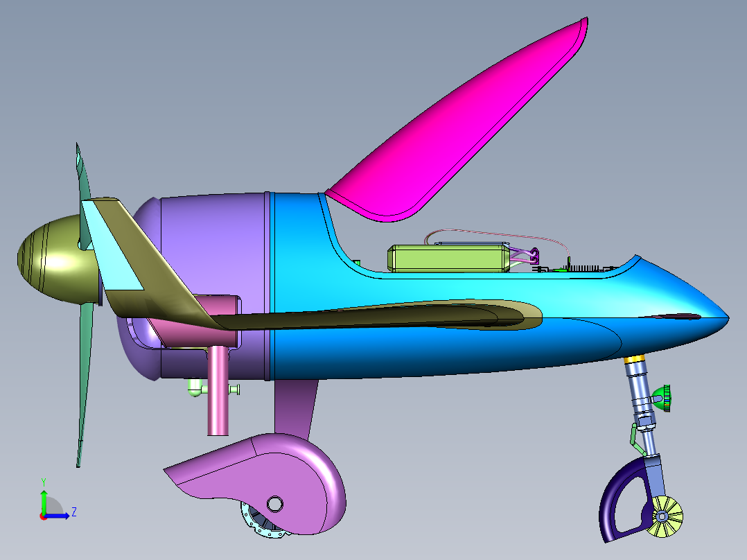 后引擎有翼无人机左视图