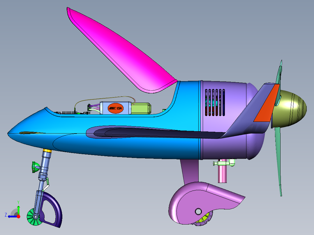 后引擎有翼无人机右视图