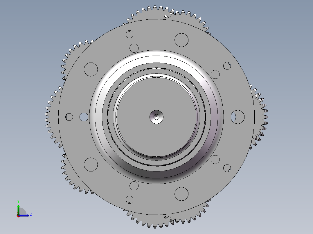 两级行星齿轮变速器齿轮传动模型左视图
