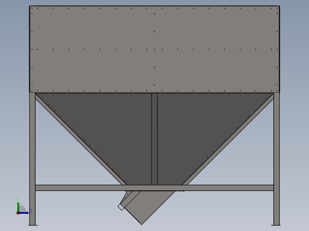 用于颗粒或其他类似松散密度和部分的料斗左视图